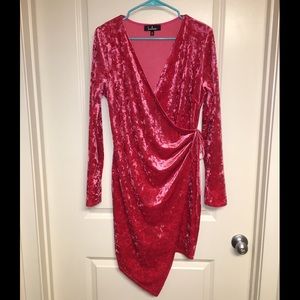 Long-sleeve Tie Wrap Dress